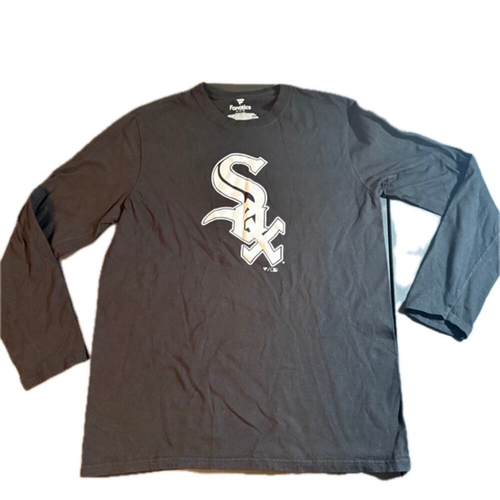 Medium Fanatics Black Sox Long Sleeve Shirt MLB Baseball Cotton Mens Tee